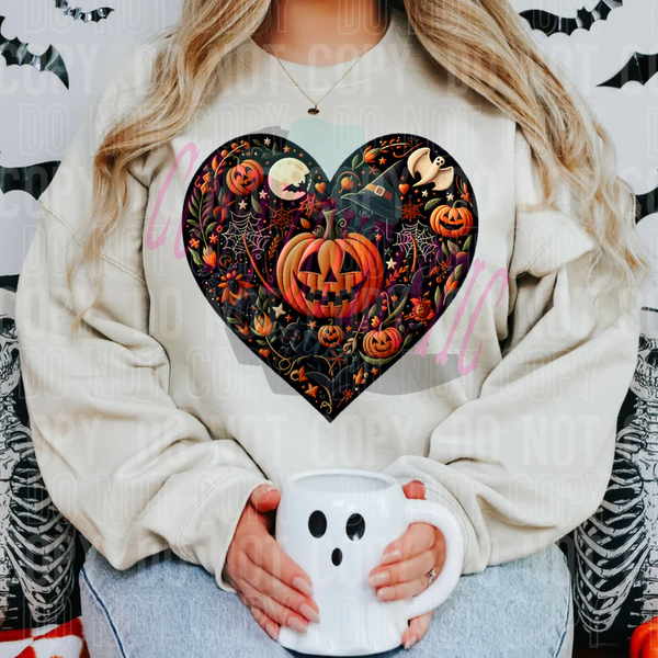 Halloween Heart Black - Faux Embroidery