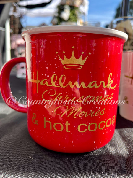 Hallmark Christmas Movies & Hot Cocoa Mug - red speckle