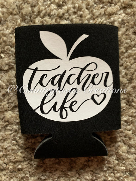 Teacher Life Apple Koozie