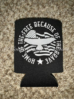Home of the Free Because of the Brave Flag Eagle Koozie