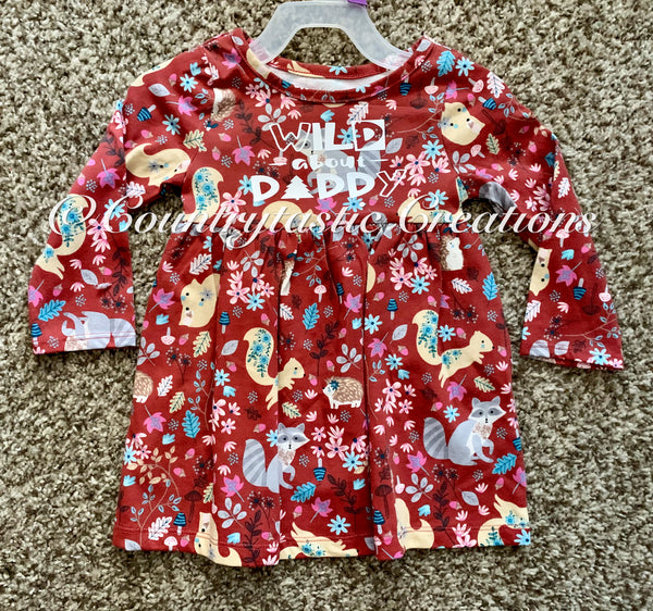 Wild About Daddy Girls Long Sleeve Pocket Dress