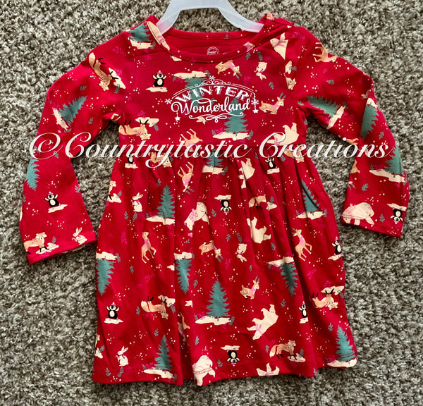 Winter Wonderland Girls Long Sleeve Pocket Dress