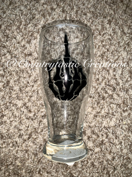 Skeleton Middle Finger Beer Glass