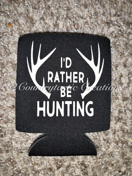 I’d Rather be Hunting -antlers- Koozie